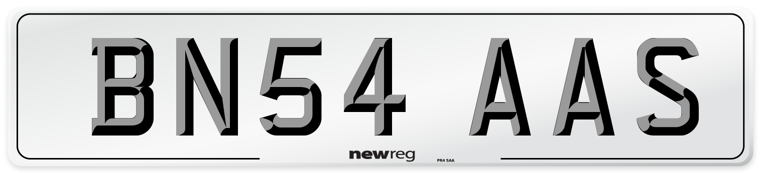 BN54 AAS Number Plate from New Reg
